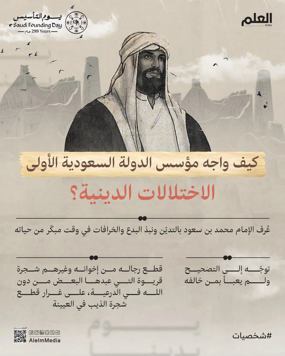 إنفوجرافيك| كيف واجه مؤسس الدولة السعودية الأولى الاختلالات الدينية؟