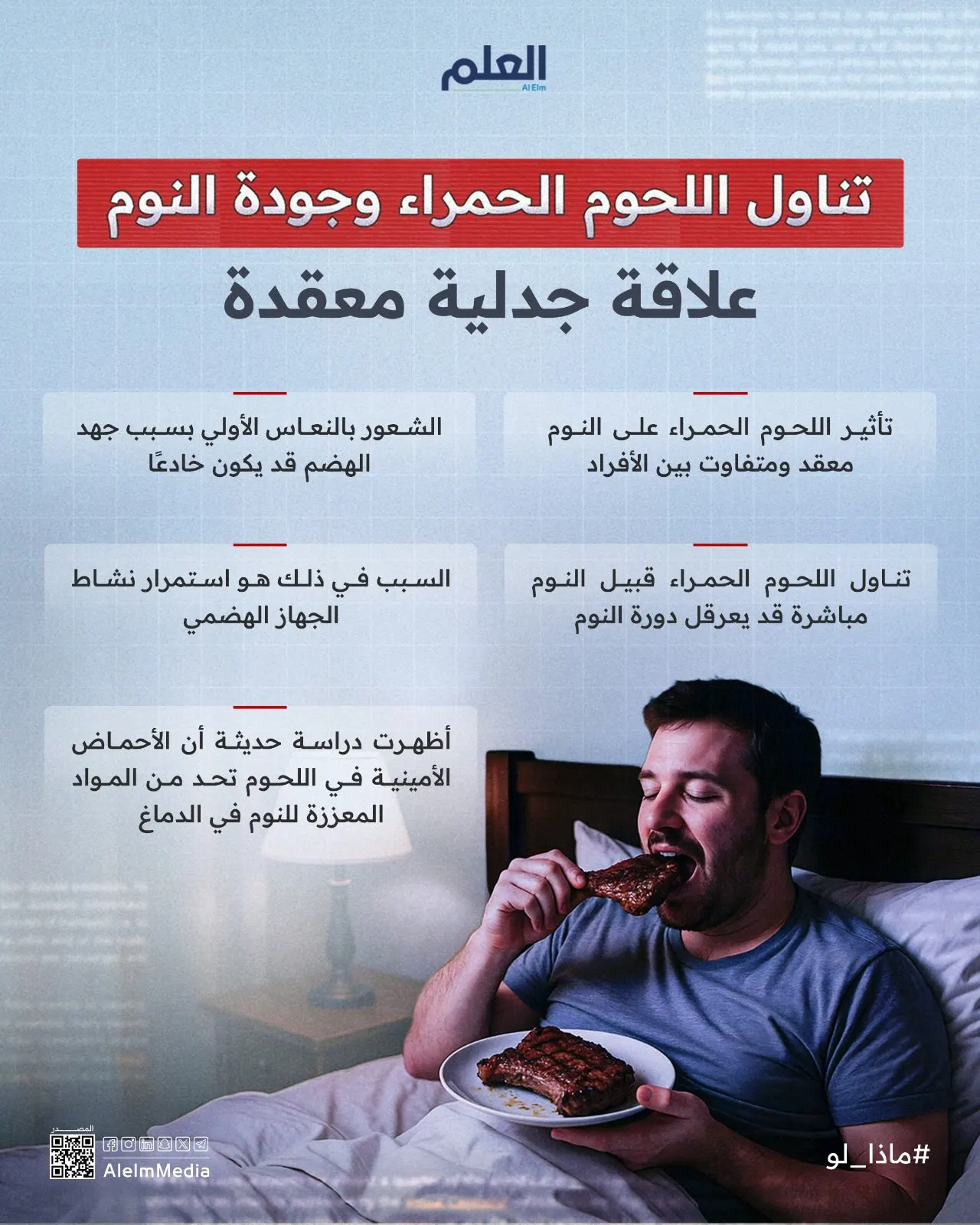 إنفوجرافيك| ماذا لو تناولت اللحوم قبل النوم مباشرة؟
