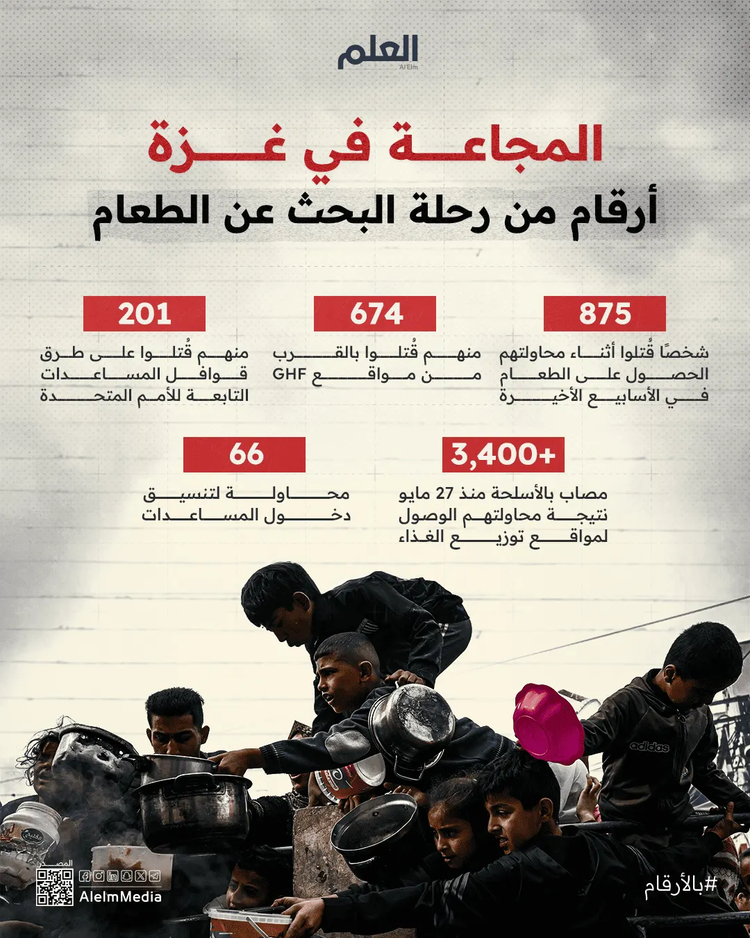 إنفوجرافيك| المجاعة في غزة.. أرقام من رحلة البحث عن الطعام