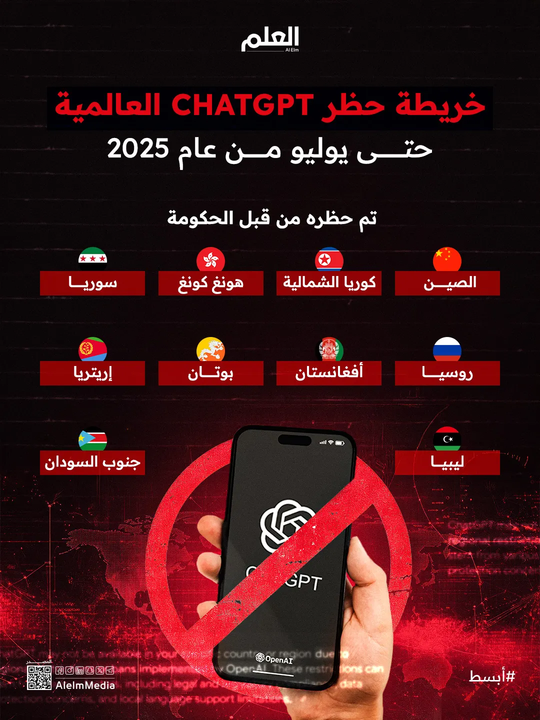 إنفوجرافيك| خريطة حظر ChatGPT العالمية في 2025