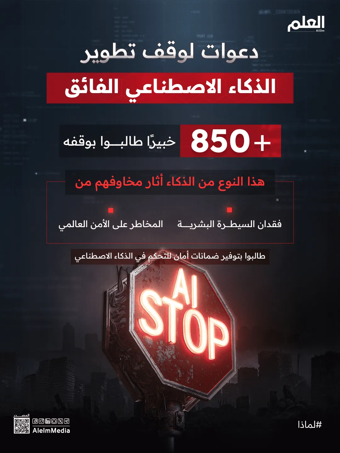 إنفوجرافيك| دعوات لوقف تطوير الذكاء الاصطناعي الفائق