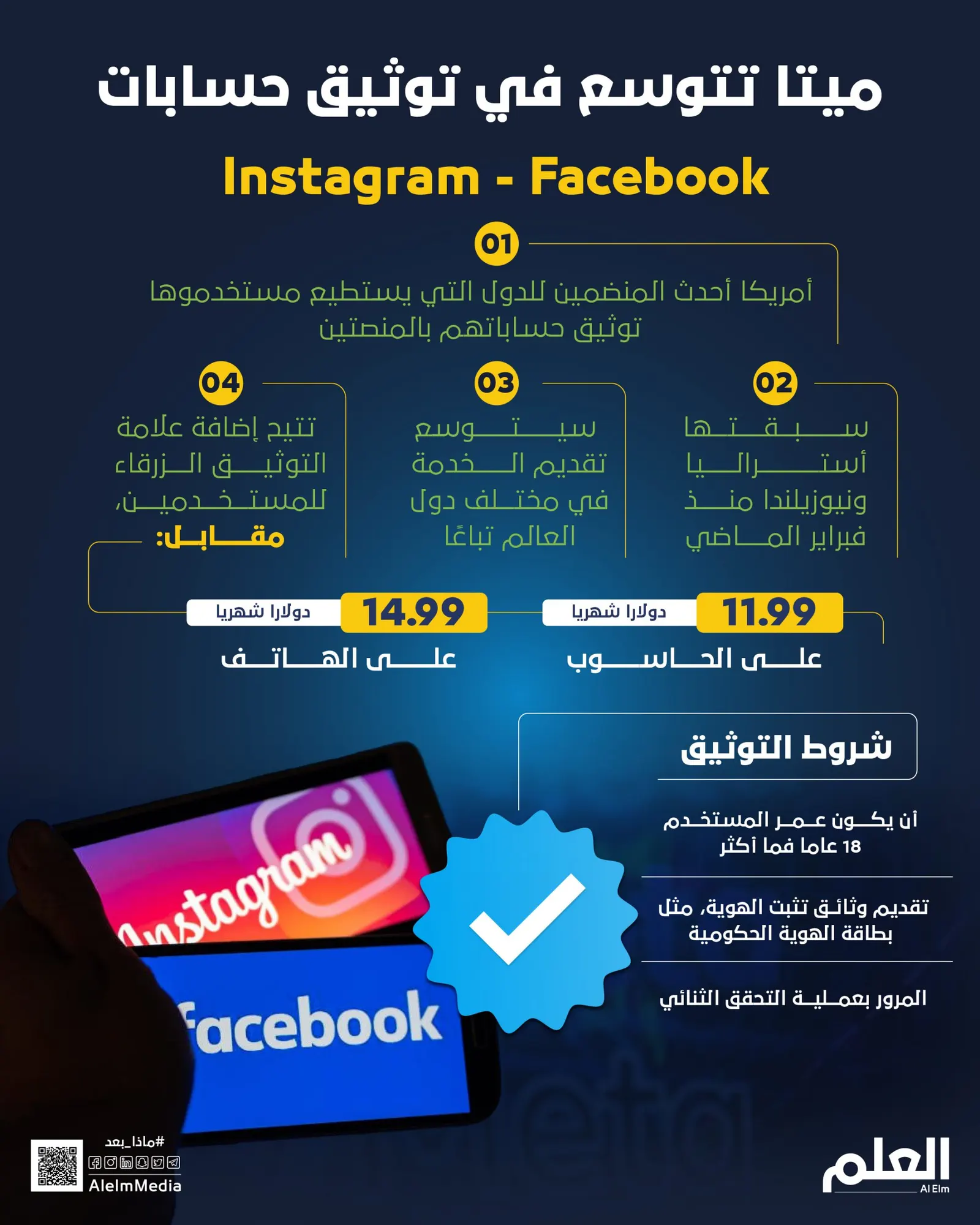 توثيق الحسابات في فيسبوك وإنستجرام.. ما الشروط وقيمة الرسوم؟