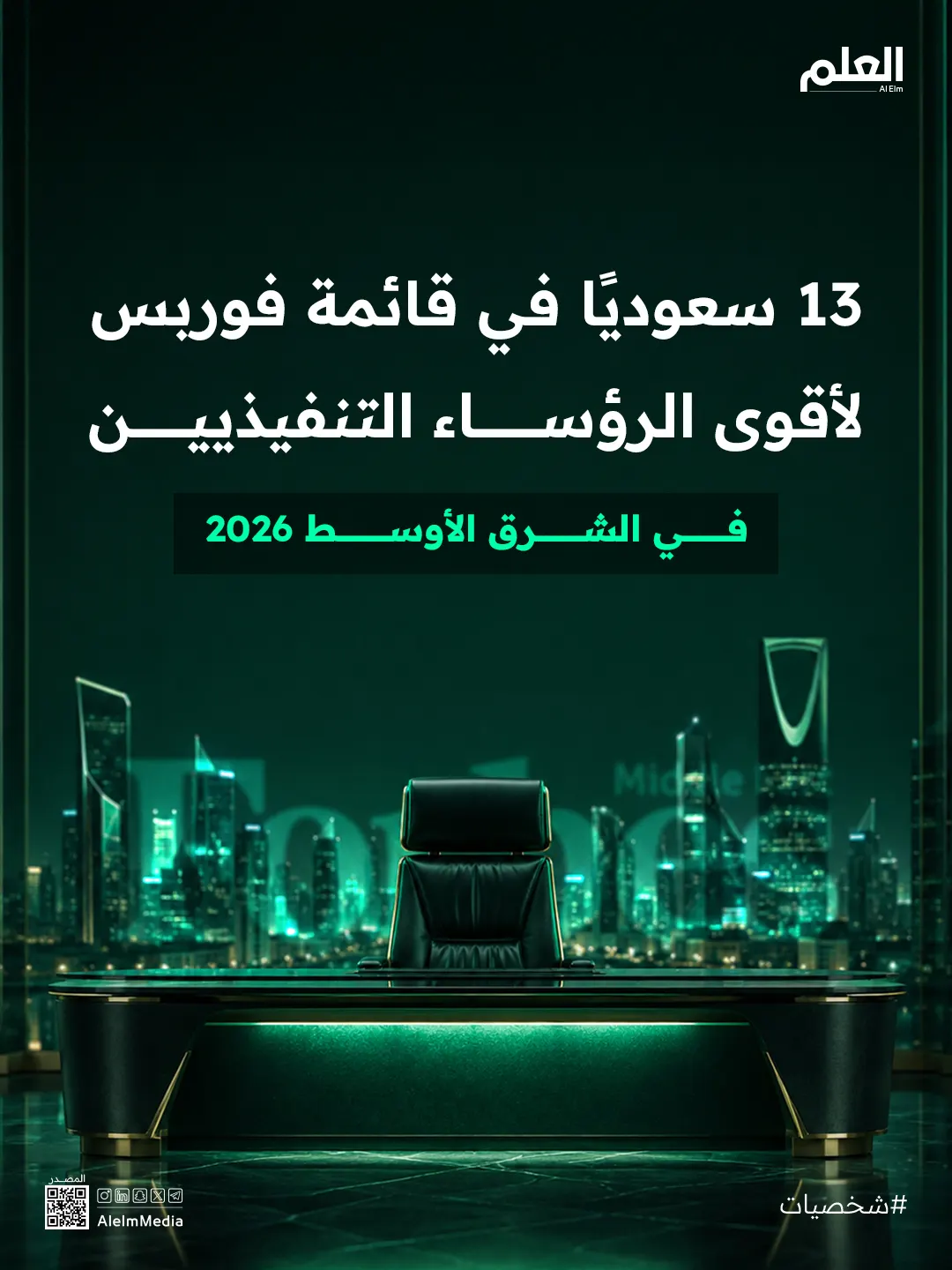 إنفوجرافيك|13 سعوديًا في قائمة فوربس لأقوى الرؤساء التنفيذيين 2026