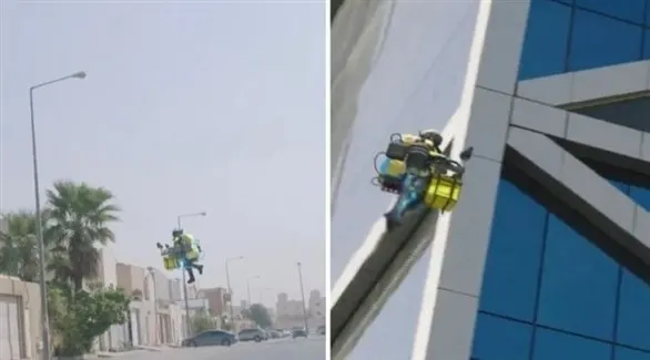 توصيل الطعام في السعودية.. رجل طائر يخطف الأنظار