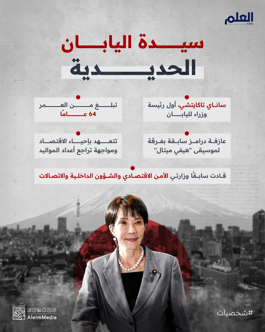 إنفوجرافيك| ساناي تاكايتشي أول رئيسة وزراء لليابان