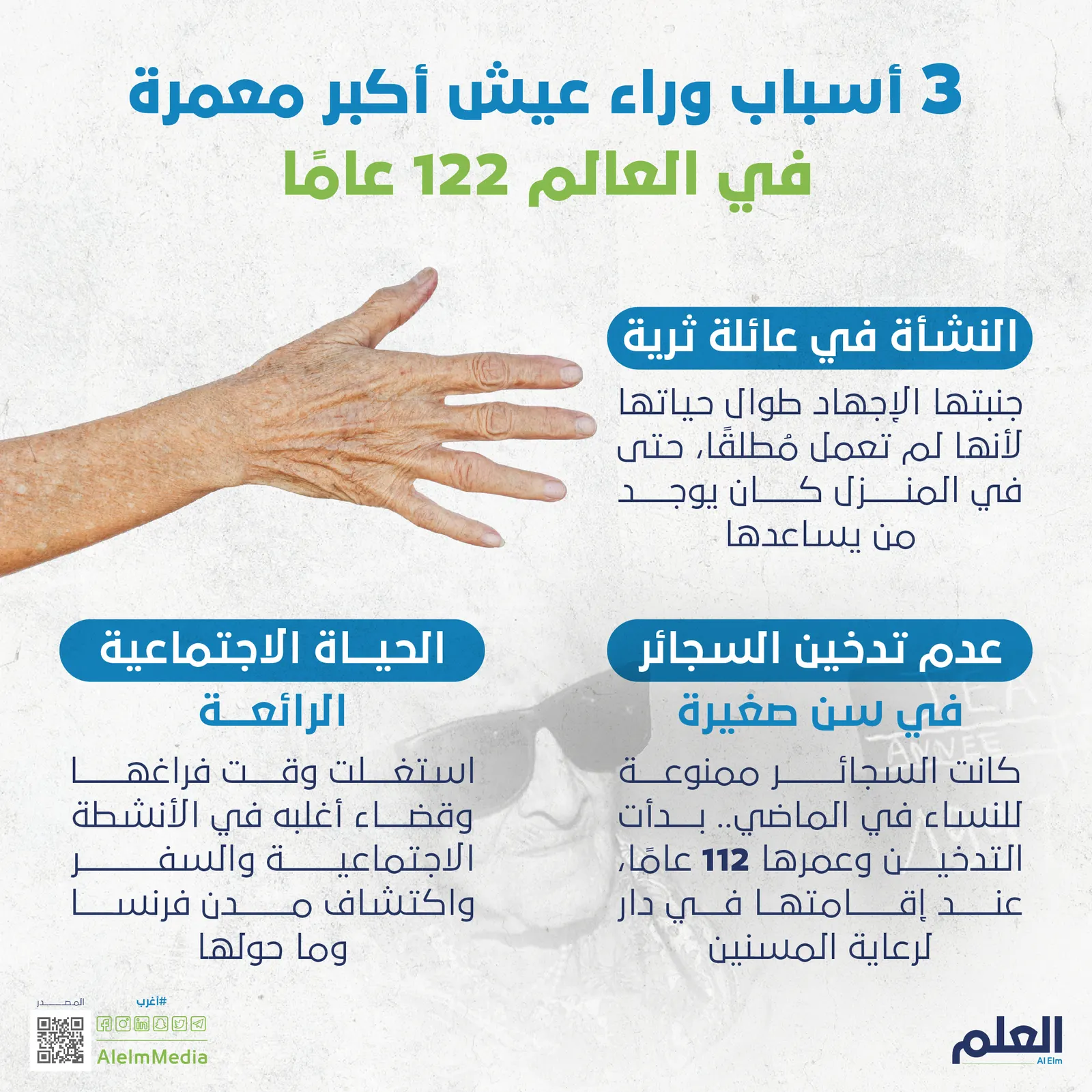 3 أسباب قد تكون وراء عيش أكبر معمرة في العالم 122 عامًا