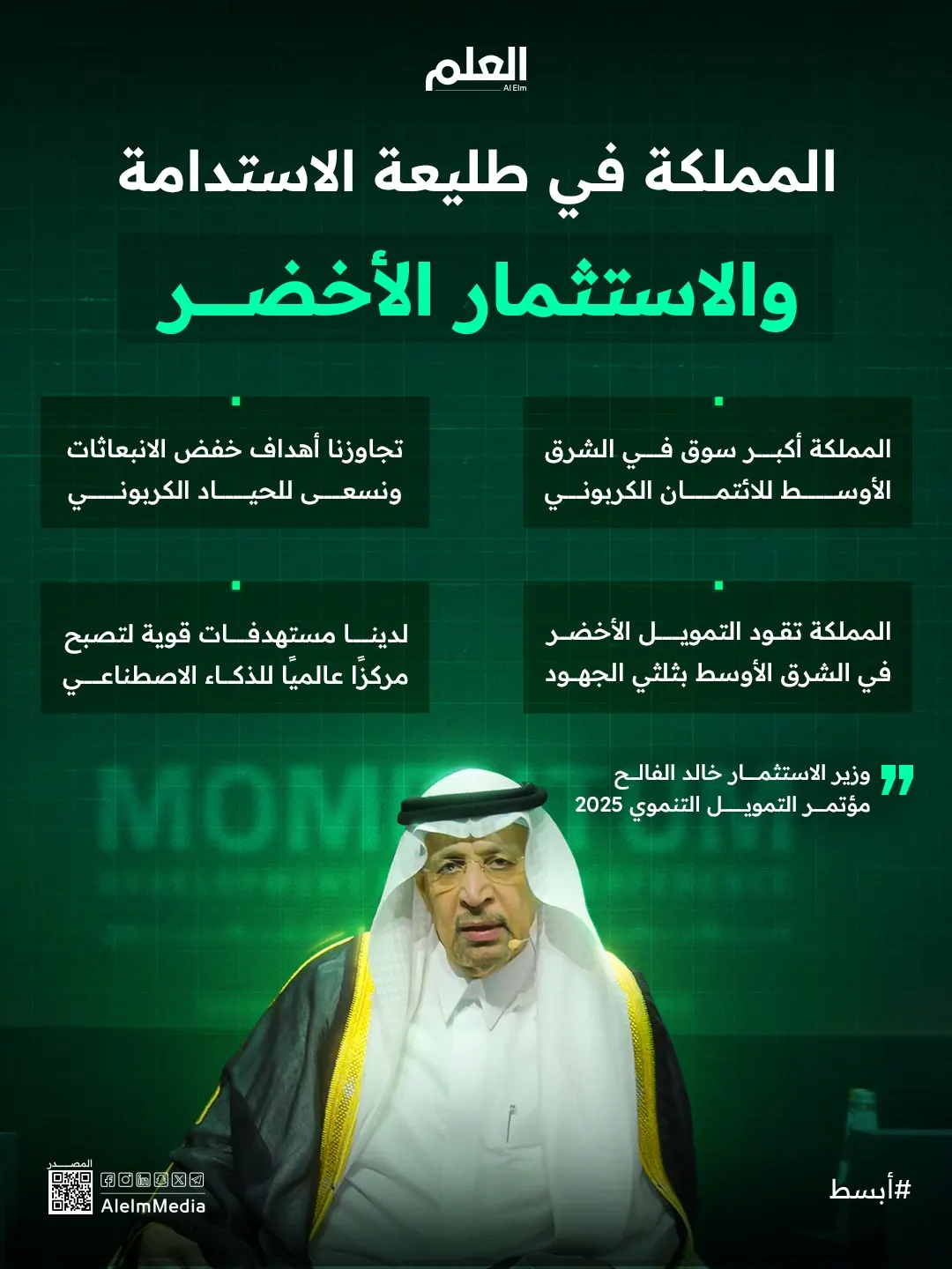 إنفوجرافيك| المملكة في طليعة الاستدامة والاستثمار الأخضر