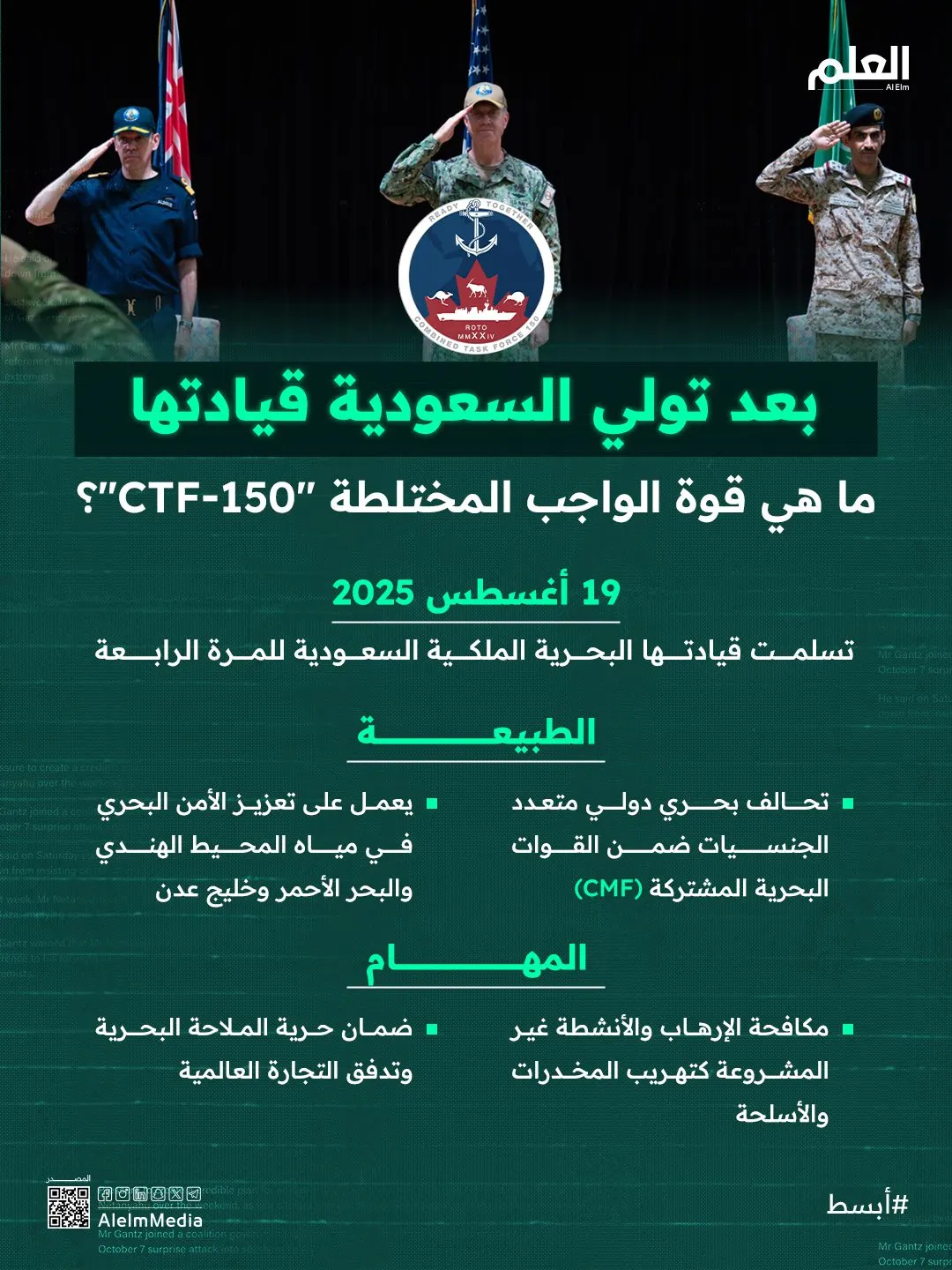 إنفوجرافيك| ما هي قوة الواجب المختلطة "CTF-150" التي تقودها السعودية؟