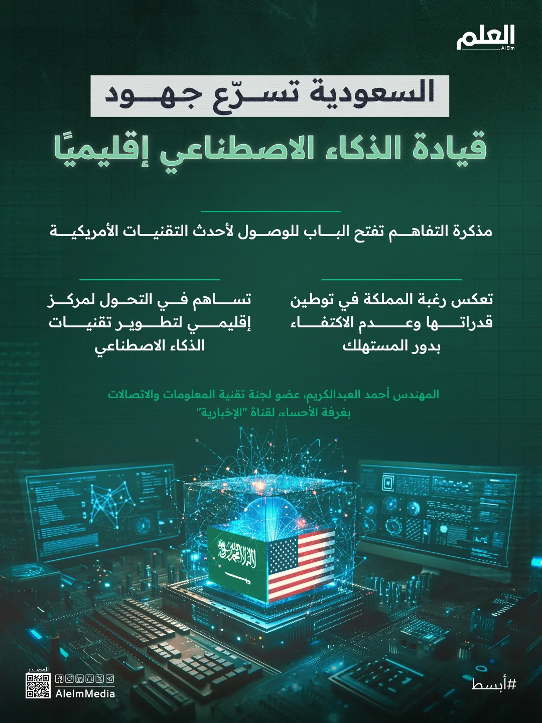 إنفوجرافيك| السعودية تسرّع جهود قيادة الذكاء الاصطناعي إقليميًا