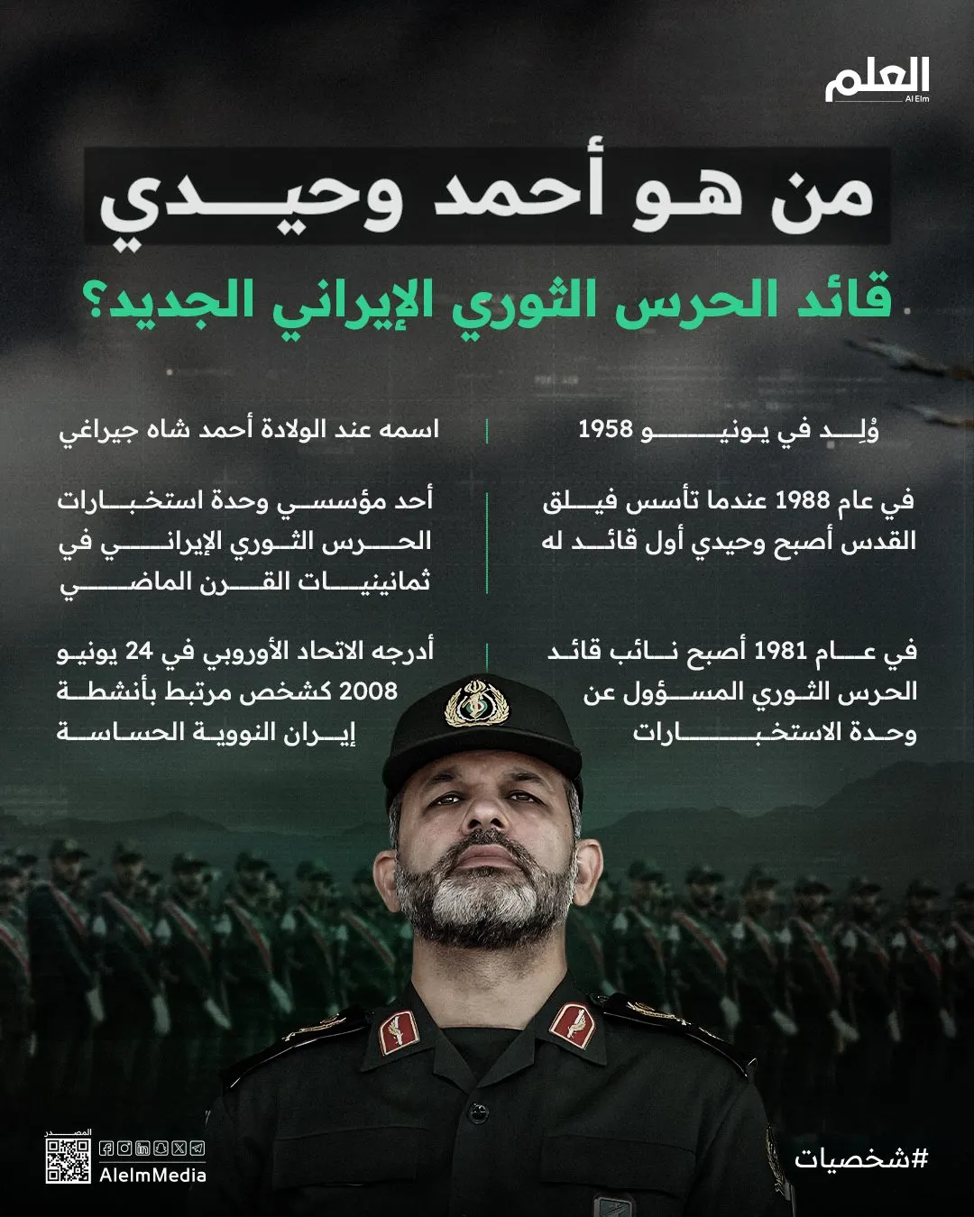 إنفوجرافيك| من هو أحمد وحيدي قائد الحرس الثوري الإيراني الجديد؟