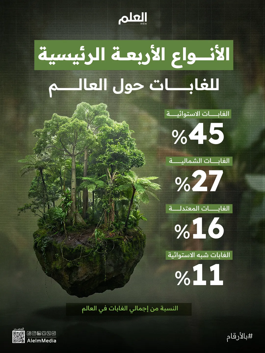 إنفوجرافيك| الأنواع الأربعة الرئيسية للغابات حول العالم