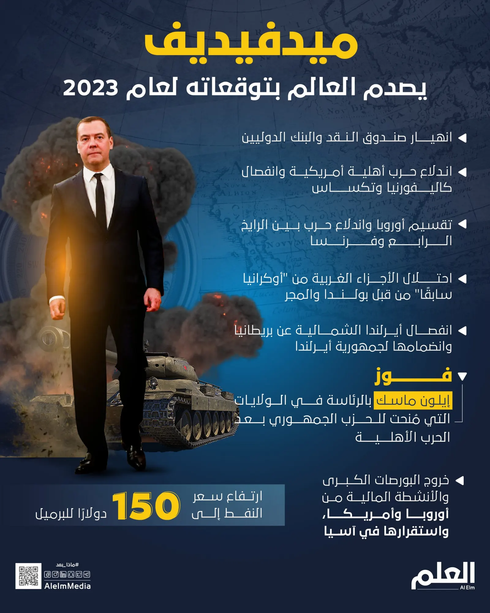 ميدفيديف يصدم العالم بتوقعاته لعام 2023