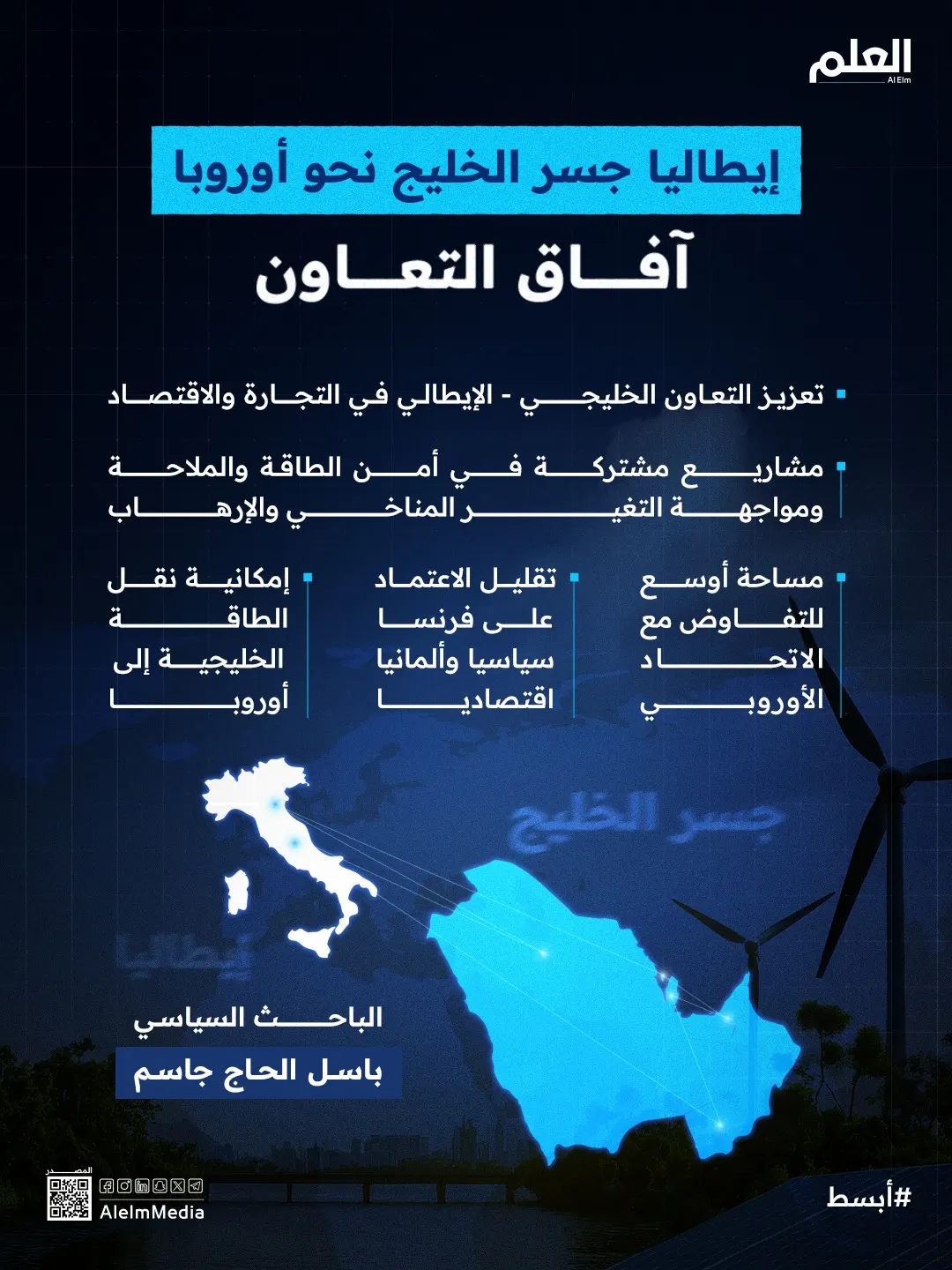 إنفوجرافيك| مكاسب انفتاح الخليج على أوروبا عبر إيطاليا