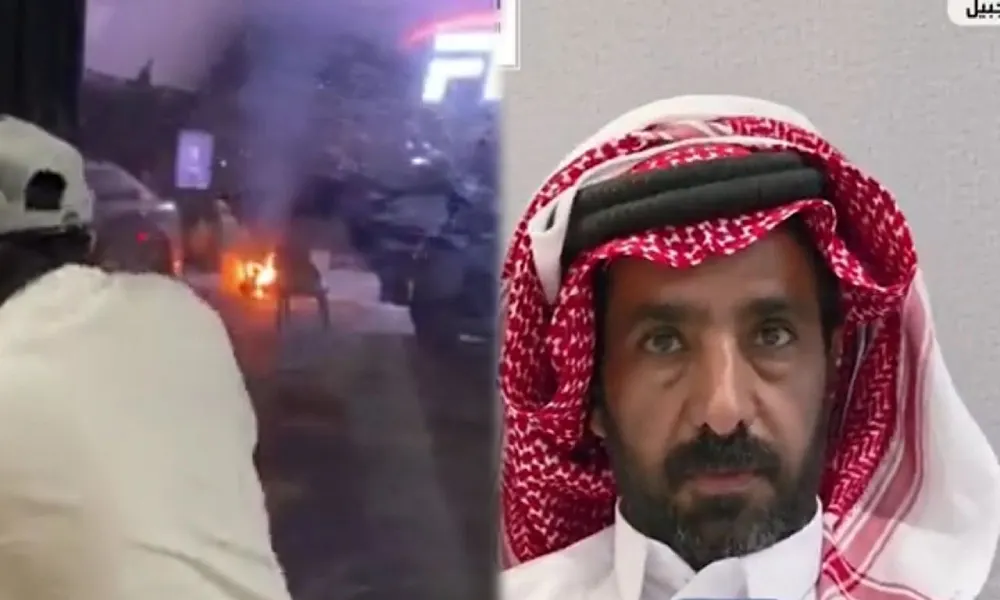 بطولة الجبيل.. مواطنان ينقذان محل سيارات من حريق كارثي