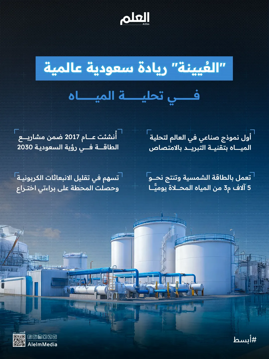 إنفوجرافيك| العُيينة.. ريادة سعودية عالمية في تحلية المياه