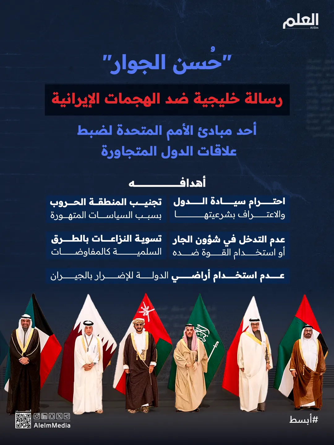 إنفوجرافيك| "حُسن الجوار" رسالة خليجية ضد الهجمات الإيرانية