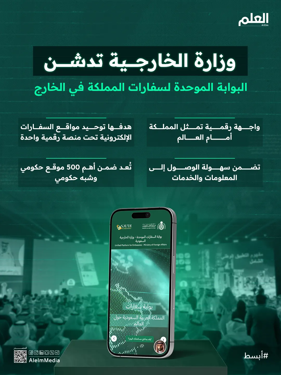 إنفوجرافيك| وزارة الخارجية تدشن البوابة الموحدة لسفارات المملكة