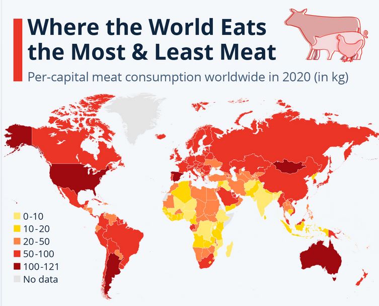 أكثر وأقل الدول استهلاكًا للحوم